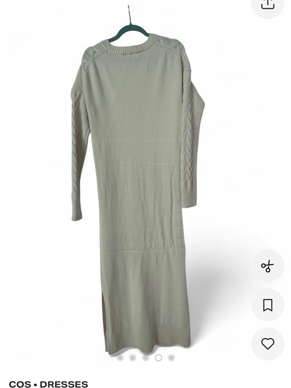 Cos WoolKnit Cable Long-Sleeve Sweater Dress in Light Beige - Picture 5 of 5